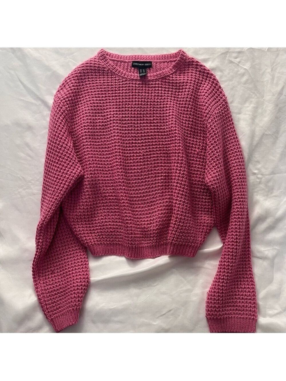 3/ $20  Streetwear Society Chunky Waffle Knit Cropped Sweater Pink XL